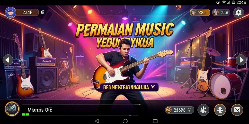 Gameplay 234E yang seru dengan berbagai lagu menarik.
