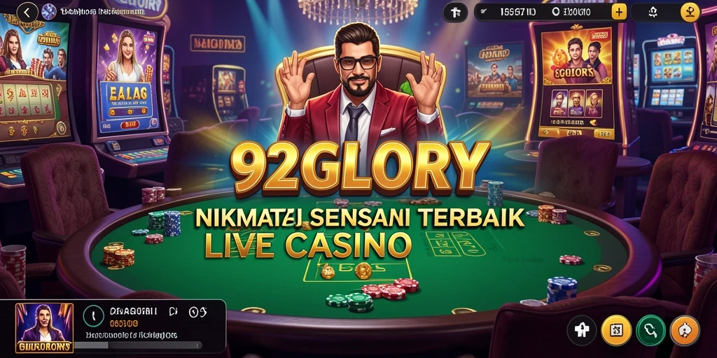 Tangkapan layar gameplay live casino 92GLORY yang seru dan interaktif.