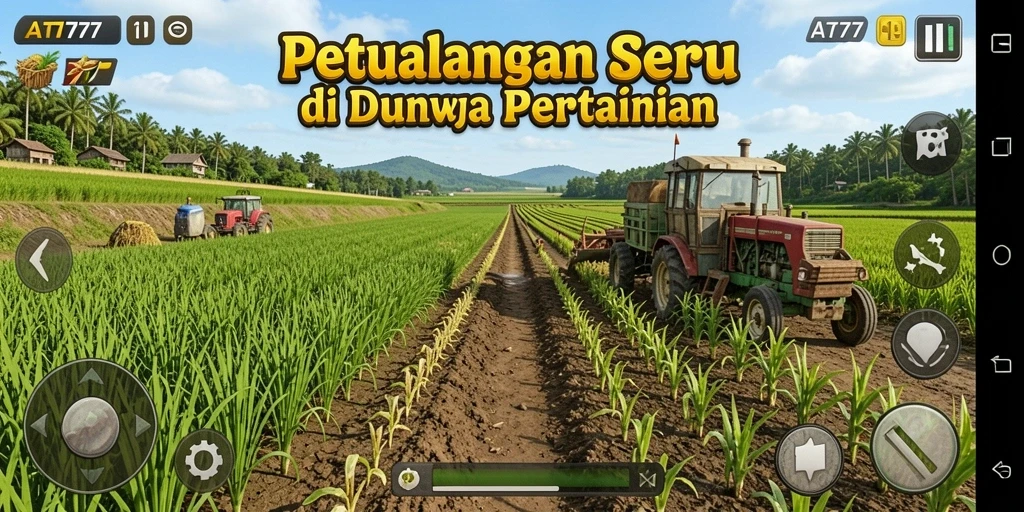 Screenshot AT777 menampilkan gameplay seru bertani dan berkebun.