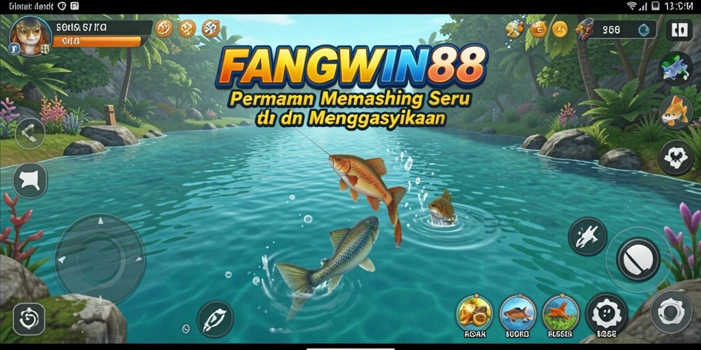 Tampilan gameplay seru dalam FANGWIN88 menunjukkan momen menangkap ikan.