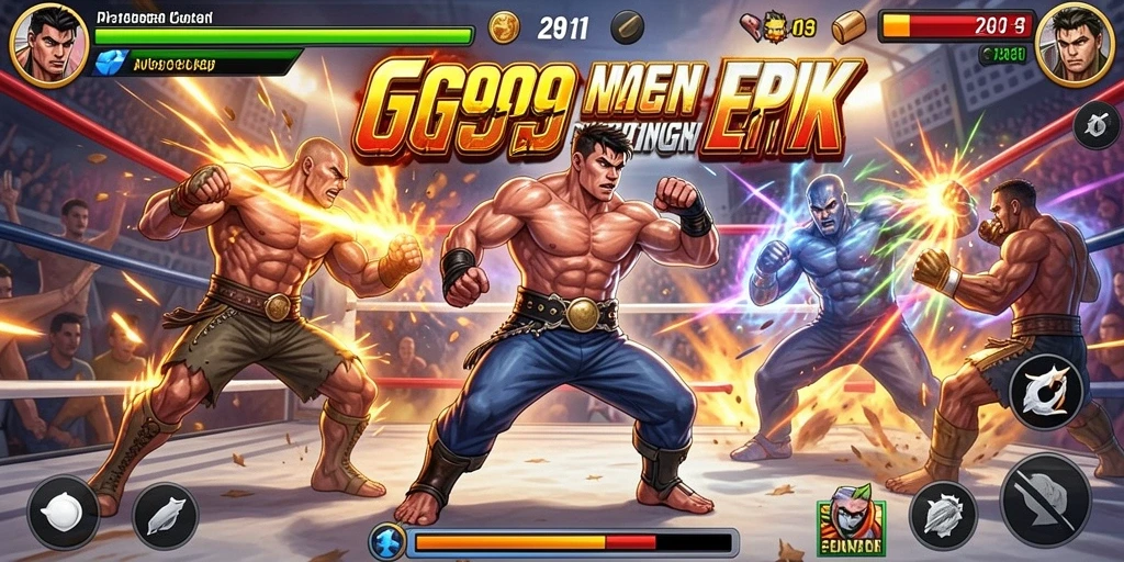 Tampilan gameplay GG999 menampilkan pertarungan yang seru dan karakter yang kuat.