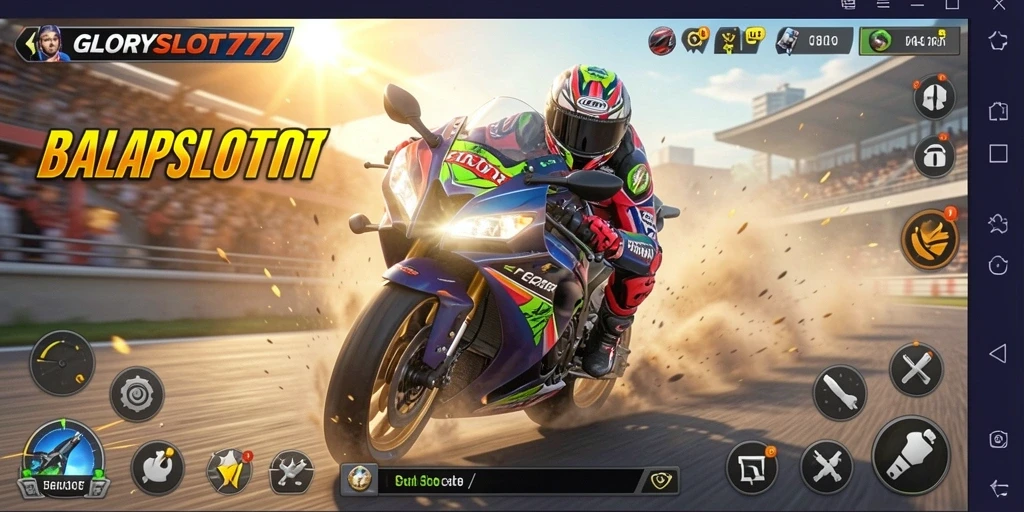 Tampilan menarik dari gameplay balap motor di GLORYSLOT777.