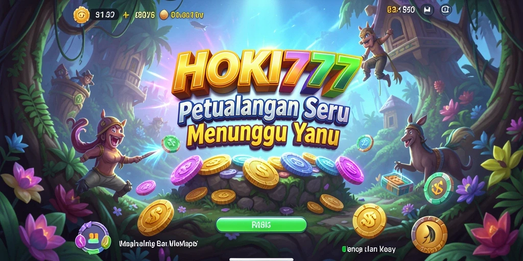 Tampilan gameplay HOKI777 dengan karakter menjelajahi hutan yang indah.