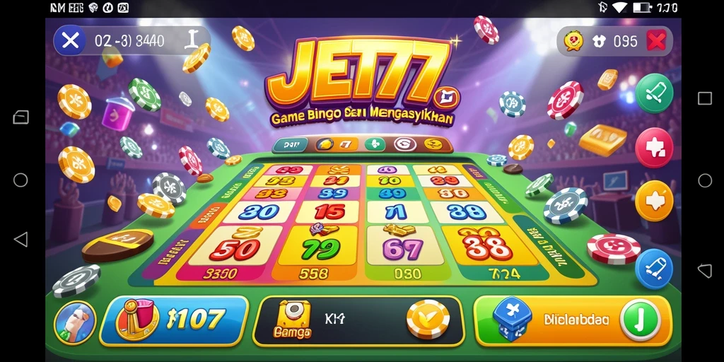 Tangkapan layar utama JET77 menampilkan gameplay Bingo yang seru.