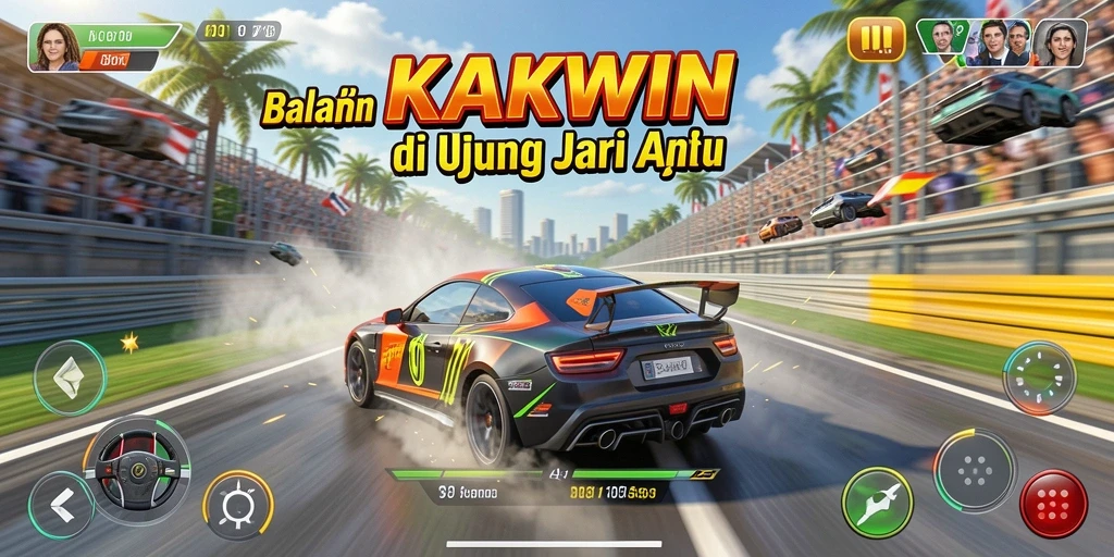 Gameplay seru KAKWIN dengan aksi balapan intens.