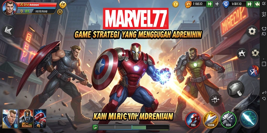 Tampilan gameplay strategis yang menegangkan dalam MARVEL77.