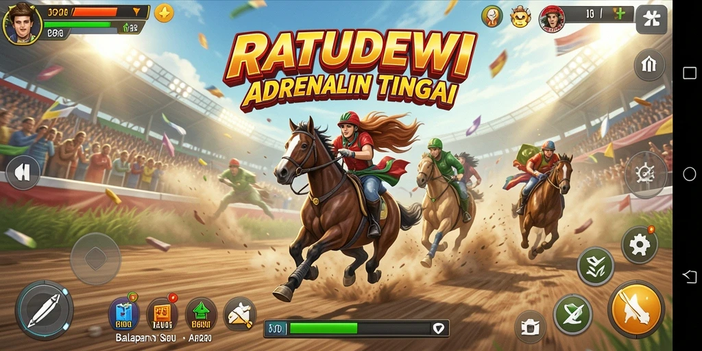 Tampilan gameplay balapan yang memukau di RATUDEWI.