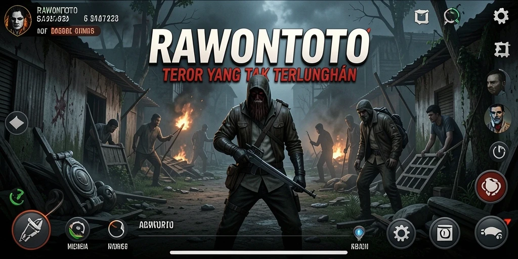 Tangkapan layar dari gameplay seram RAWONTOTO dengan atmosfer menegangkan.