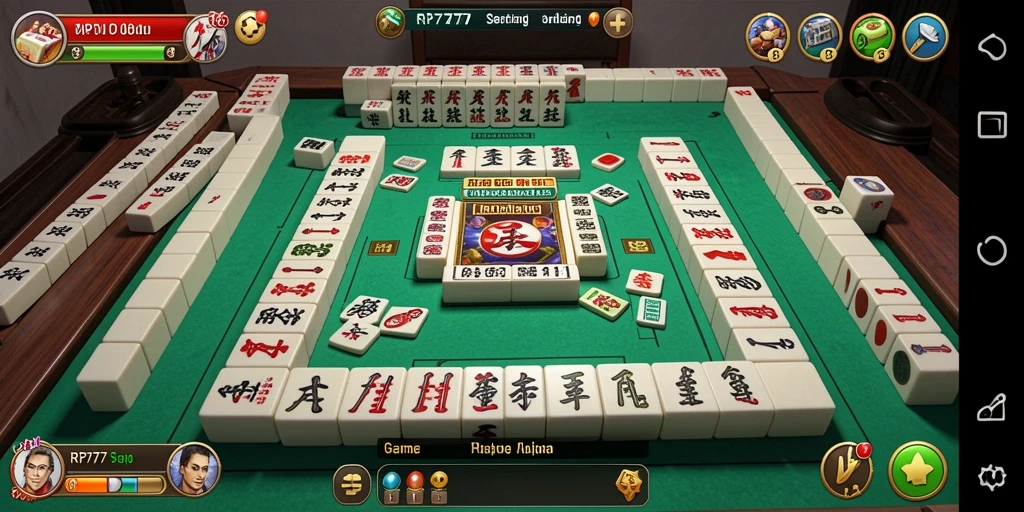 Tampilan gameplay menarik dari RP777 dengan berbagai papan Mahjong.