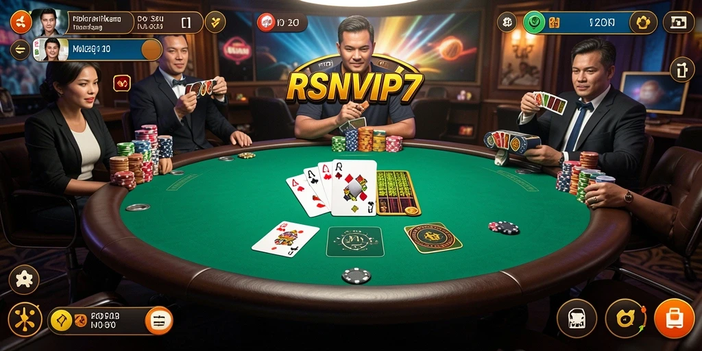 Tampilan menarik dari gameplay RSNVIP7 dengan pemain poker aktif.