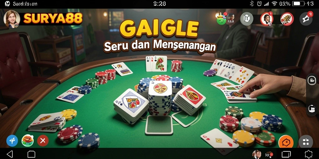Tampilan gameplay Gaple yang seru dan interaktif di SURYA88.