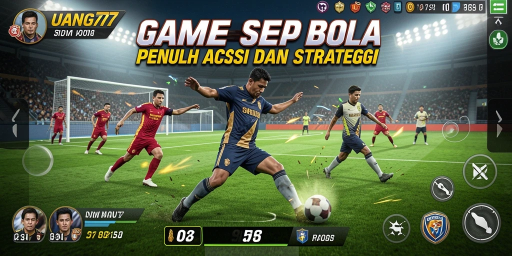 Tangkapan layar gameplay UANG77 menampilkan pertandingan sepak bola yang intens.