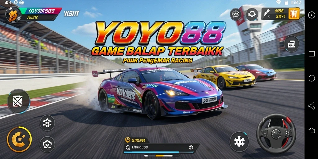 Tampilan gameplay seru balapan mobil di YOYO88.